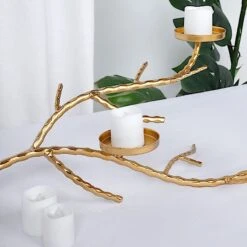 Metal Manzanita Tree Branch Candelabra Candle Holders - Gold -Optimal Home Decoration metal manzanita tree branch candelabra candle holders gold 29713259987007