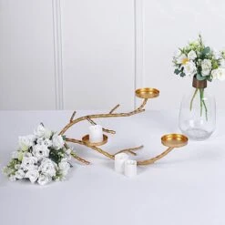 Metal Manzanita Tree Branch Candelabra Candle Holders - Gold -Optimal Home Decoration metal manzanita tree branch candelabra candle holders gold 29713260019775