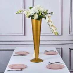 Metal Trumpet Wedding Flower Vase -Optimal Home Decoration metal trumpet wedding flower vase gold 29031951171647