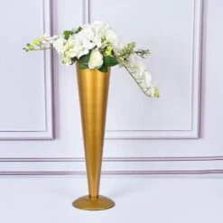 Metal Trumpet Wedding Flower Vase -Optimal Home Decoration metal trumpet wedding flower vase gold 29031951204415