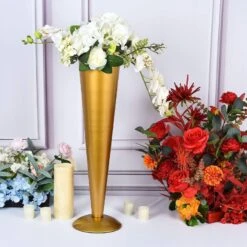 Metal Trumpet Wedding Flower Vase -Optimal Home Decoration metal trumpet wedding flower vase gold 29031951237183