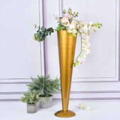 Metal Trumpet Wedding Flower Vase -Optimal Home Decoration metal trumpet wedding flower vase gold 29031951433791