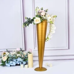 Metal Trumpet Wedding Flower Vase -Optimal Home Decoration metal trumpet wedding flower vase gold 29031951499327