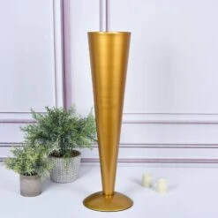 Metal Trumpet Wedding Flower Vase -Optimal Home Decoration metal trumpet wedding flower vase gold 29031975321663
