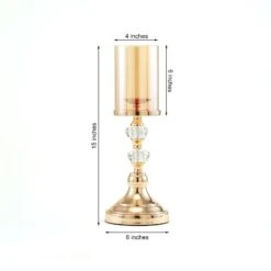 Metal With Glass And Crystal Candle Holder Centerpiece - Gold -Optimal Home Decoration metal with glass and crystal candle holder centerpiece gold 29041879121983
