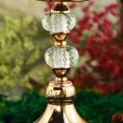 Metal With Glass And Crystal Candle Holder Centerpiece - Gold -Optimal Home Decoration metal with glass and crystal candle holder centerpiece gold 29041879220287