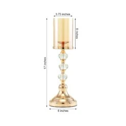 Metal With Glass And Crystal Candle Holder Centerpiece - Gold -Optimal Home Decoration metal with glass and crystal candle holder centerpiece gold 29041879318591