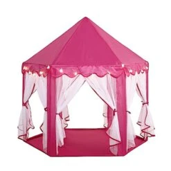 Princess Castle Play Tent With LED Garland Indoor Outdoor Playhouse - Pink