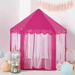 Princess Castle Play Tent With LED Garland Indoor Outdoor Playhouse - Pink -Optimal Home Decoration princess castle play tent with led garland indoor outdoor playhouse pink furn tent cstl01 pink 29028801282111