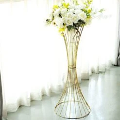 Reversible Trumpet Metal Flower Stand Pedestal Centerpiece - Gold 37 Reversible Trumpet Metal Flower Stand Pedestal Centerpiece - Gold -Optimal Home Decoration reversible trumpet metal flower stand pedestal centerpiece gold 30392707874879