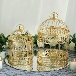 Set Of 2 9" And 13" Tall Metal Bird Cages Wedding Card Holder Centerpieces - Gold 13 Set Of 2 9" And 13" Tall Metal Bird Cages Wedding Card Holder Centerpieces - Gold -Optimal Home Decoration set of 2 9 and 13 tall metal bird cages wedding card holder centerpieces gold iron lg bdcg gold 28500729954367