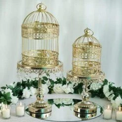 Set Of 2 9" And 13" Tall Metal Bird Cages Wedding Card Holder Centerpieces - Gold 17 Set Of 2 9" And 13" Tall Metal Bird Cages Wedding Card Holder Centerpieces - Gold -Optimal Home Decoration set of 2 9 and 13 tall metal bird cages wedding card holder centerpieces gold iron lg bdcg gold 28588384485439