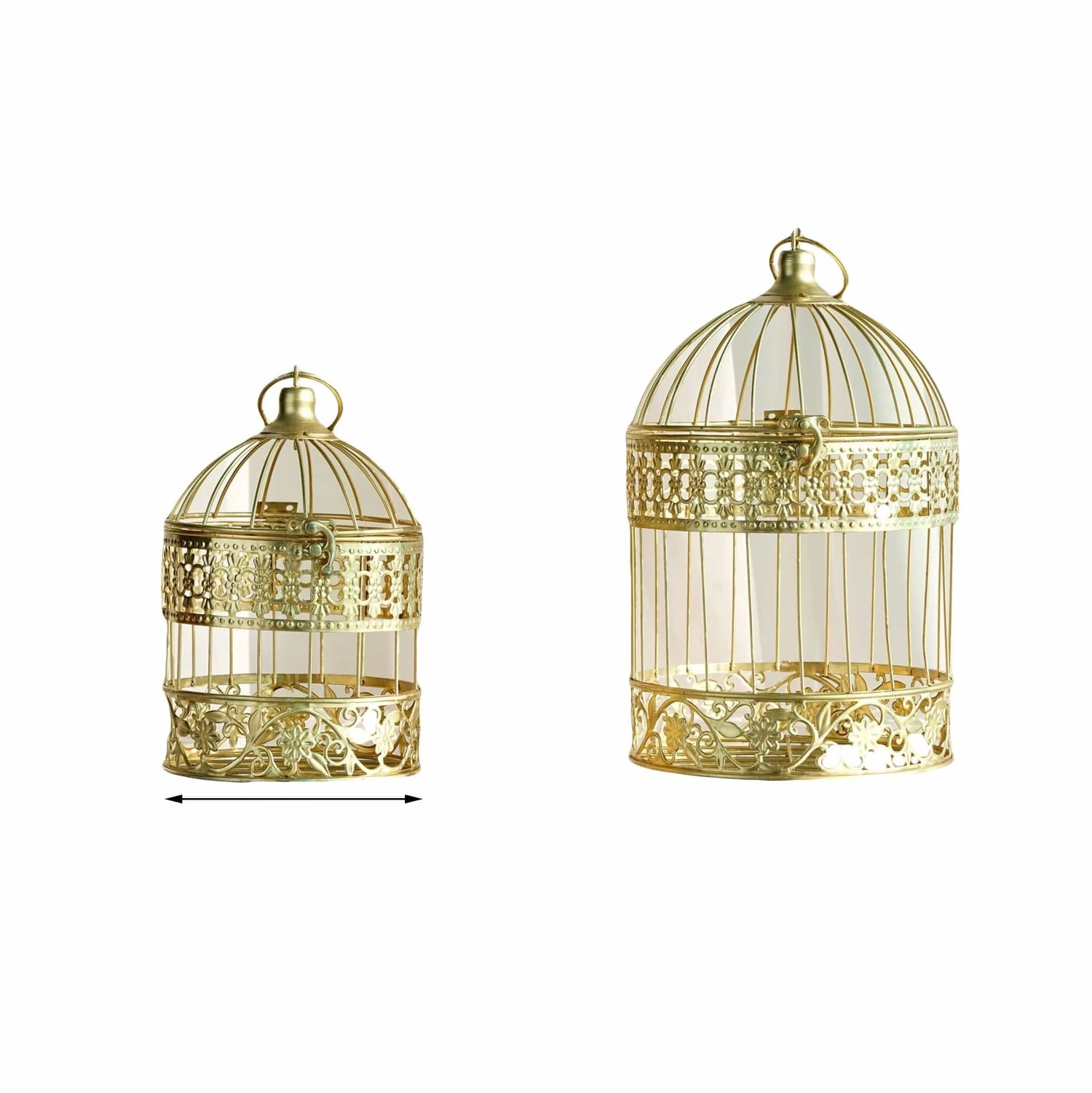 Set Of 2 9" And 13" Tall Metal Bird Cages Wedding Card Holder Centerpieces - Gold 7 Set Of 2 9" And 13" Tall Metal Bird Cages Wedding Card Holder Centerpieces - Gold - Image 5