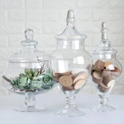 Set Of 3 10" 12" 14" Tall Glass Apothecary Jars Containers With Lids - Clear 17 Set Of 3 10" 12" 14" Tall Glass Apothecary Jars Containers With Lids - Clear -Optimal Home Decoration set of 3 10 12 14 tall glass apothecary jars containers with lids clear glas jar12 clr 28560094953535