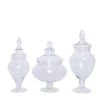 Set Of 3 10" 12" 14" Tall Glass Apothecary Jars Containers With Lids - Clear
