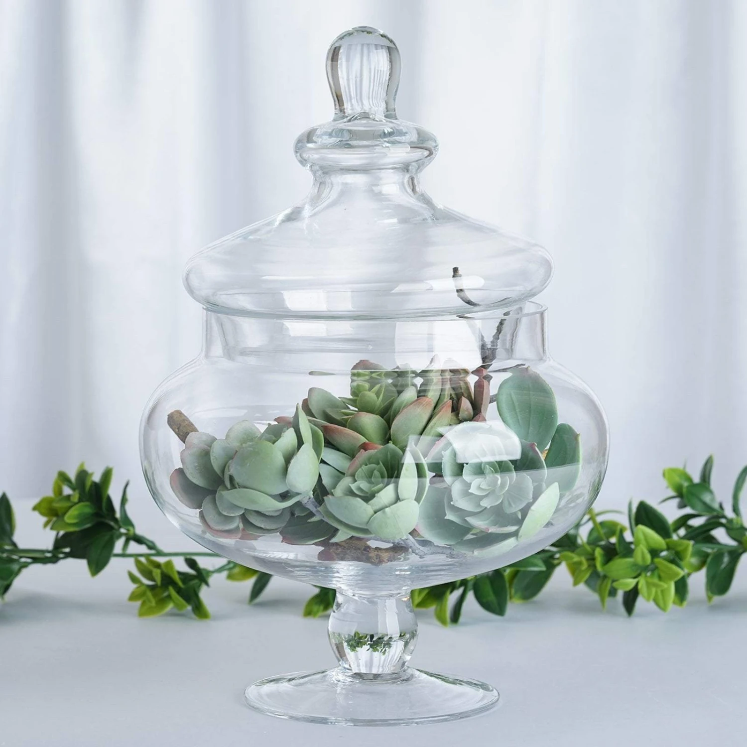 Set Of 3 10" 12" 14" Tall Glass Apothecary Jars Containers With Lids - Clear 7 Set Of 3 10" 12" 14" Tall Glass Apothecary Jars Containers With Lids - Clear - Image 5