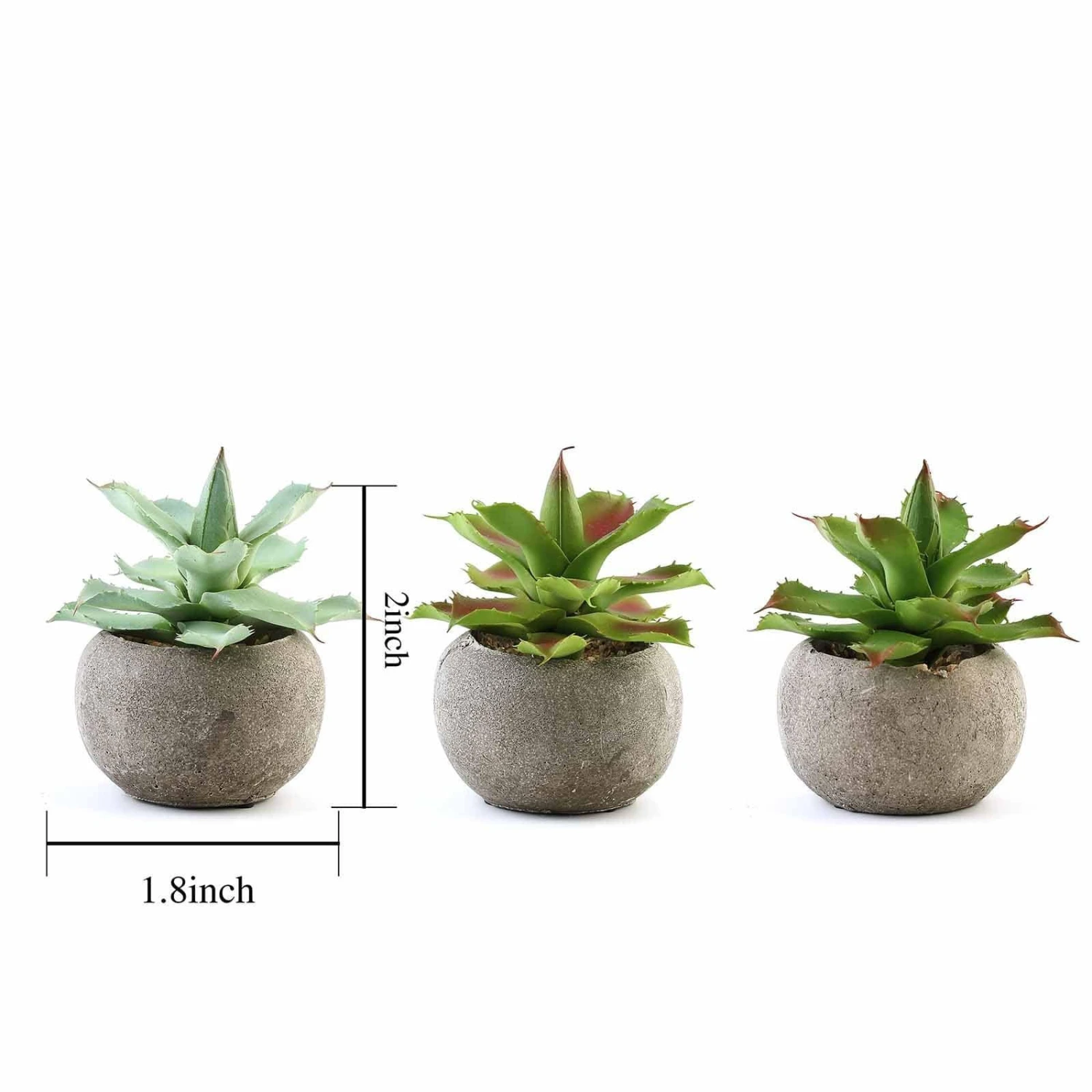 Set Of 3 5" Tall Faux Aloe Succulent Plants With Round Pots - Assorted Colors 4 Set Of 3 5" Tall Faux Aloe Succulent Plants With Round Pots - Assorted Colors - Image 2