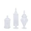 Set Of 3 9" 13" 14" Tall Glass Apothecary Jars Containers With Lids - Clear