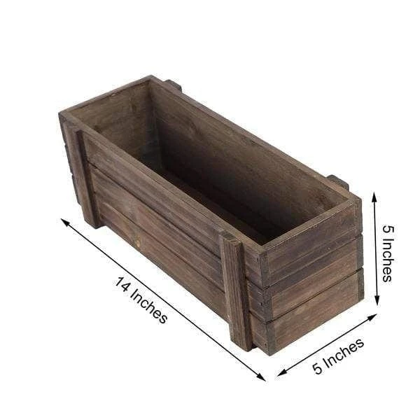 Wood Rectangular Box Planter Holders Centerpieces Dark Brown 5 Wood Rectangular Box Planter Holders Centerpieces Dark Brown - Image 3