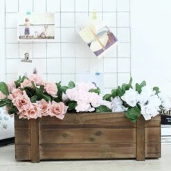 Wood Rectangular Box Planter Holders Centerpieces Dark Brown 32 Wood Rectangular Box Planter Holders Centerpieces Dark Brown -Optimal Home Decoration wood rectangular box planter holders centerpieces dark brown 29041851007039