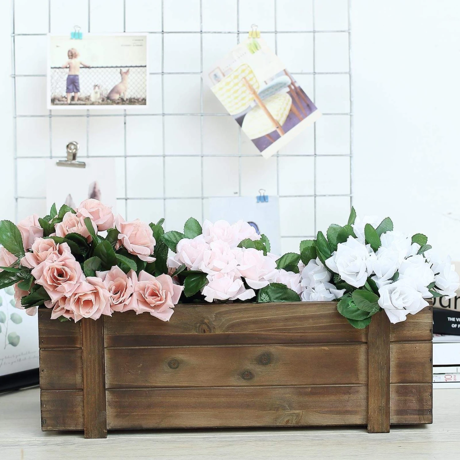 Wood Rectangular Box Planter Holders Centerpieces Dark Brown 13 Wood Rectangular Box Planter Holders Centerpieces Dark Brown - Image 11