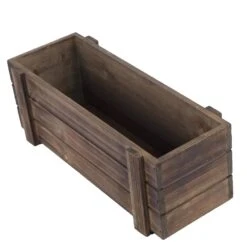 Wood Rectangular Box Planter Holders Centerpieces Dark Brown