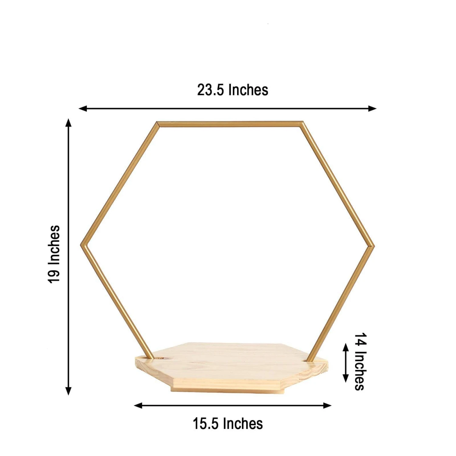 Wood With Hexagon Geometric Metal Arch Cake Display Stand - Gold 4 Wood With Hexagon Geometric Metal Arch Cake Display Stand - Gold - Image 2