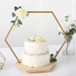 Wood With Hexagon Geometric Metal Arch Cake Display Stand - Gold 25 Wood With Hexagon Geometric Metal Arch Cake Display Stand - Gold -Optimal Home Decoration wood with hexagon geometric metal arch cake display stand gold 29565481222207
