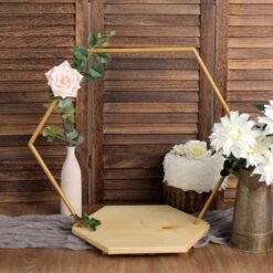 Wood With Hexagon Geometric Metal Arch Cake Display Stand - Gold 35 Wood With Hexagon Geometric Metal Arch Cake Display Stand - Gold -Optimal Home Decoration wood with hexagon geometric metal arch cake display stand gold 29565481517119