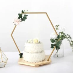 Wood With Hexagon Geometric Metal Arch Cake Display Stand - Gold 34 Wood With Hexagon Geometric Metal Arch Cake Display Stand - Gold -Optimal Home Decoration wood with hexagon geometric metal arch cake display stand gold 29565481549887