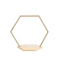 Optimal Home Decoration 12 Wood With Hexagon Geometric Metal Arch Cake Display Stand - Gold