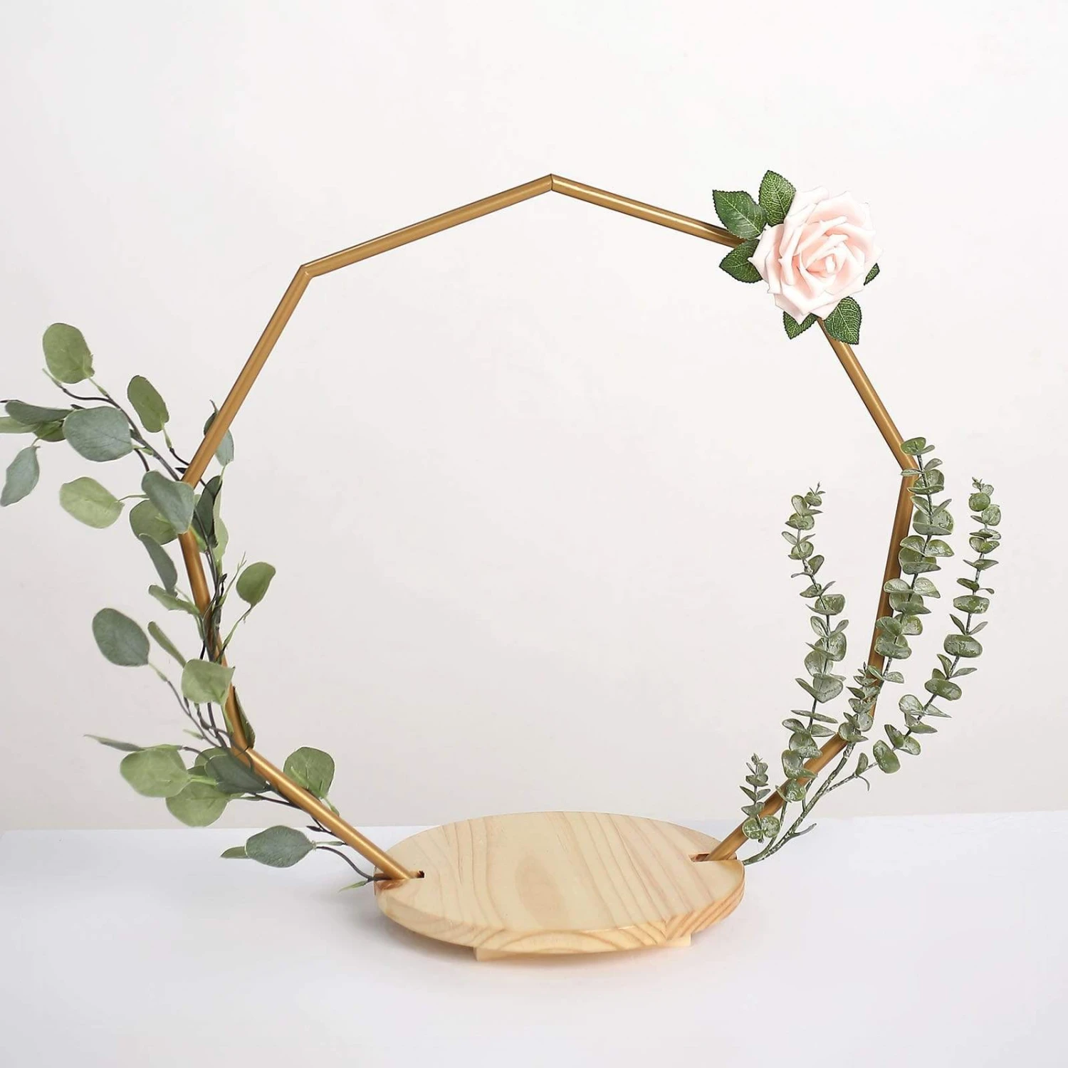 Wood With Nonagon Geometric Metal Arch Cake Display Stand - Gold 9 Wood With Nonagon Geometric Metal Arch Cake Display Stand - Gold - Image 7