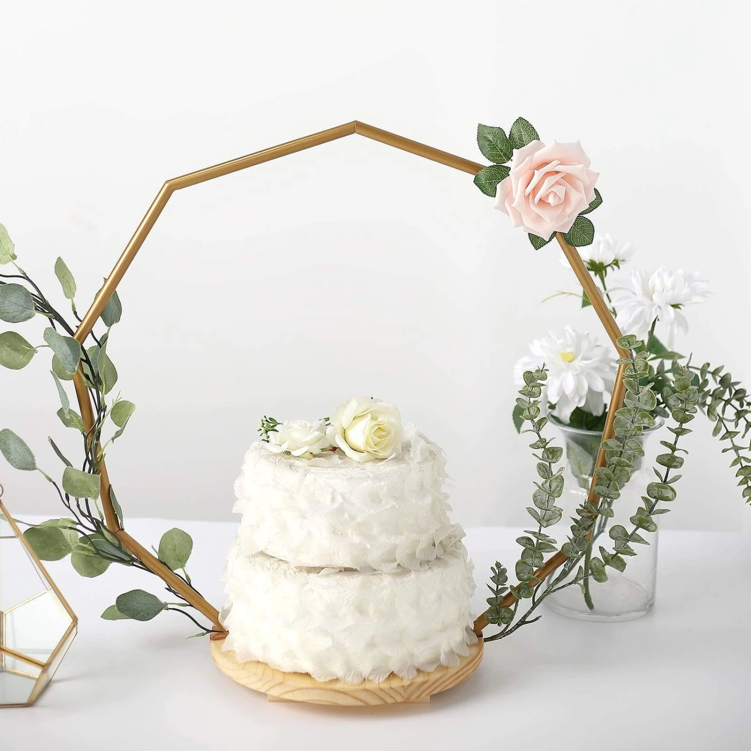 Wood With Nonagon Geometric Metal Arch Cake Display Stand - Gold 10 Wood With Nonagon Geometric Metal Arch Cake Display Stand - Gold - Image 8