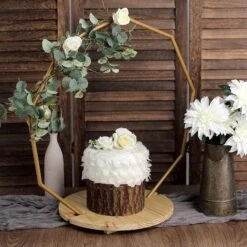 Wood With Nonagon Geometric Metal Arch Cake Display Stand - Gold 33 Wood With Nonagon Geometric Metal Arch Cake Display Stand - Gold -Optimal Home Decoration wood with nonagon geometric metal arch cake display stand gold 29565527359551