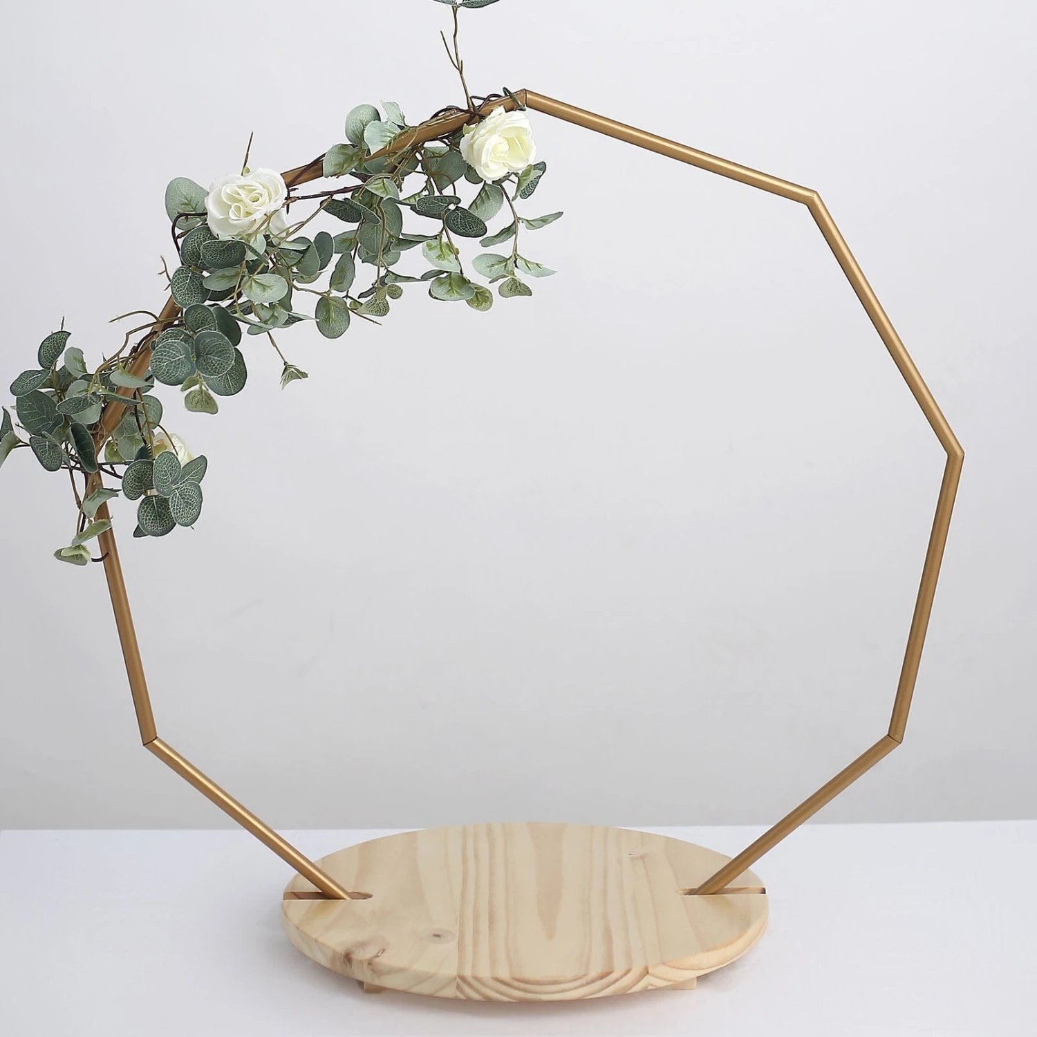Wood With Nonagon Geometric Metal Arch Cake Display Stand - Gold 19 Wood With Nonagon Geometric Metal Arch Cake Display Stand - Gold - Image 17