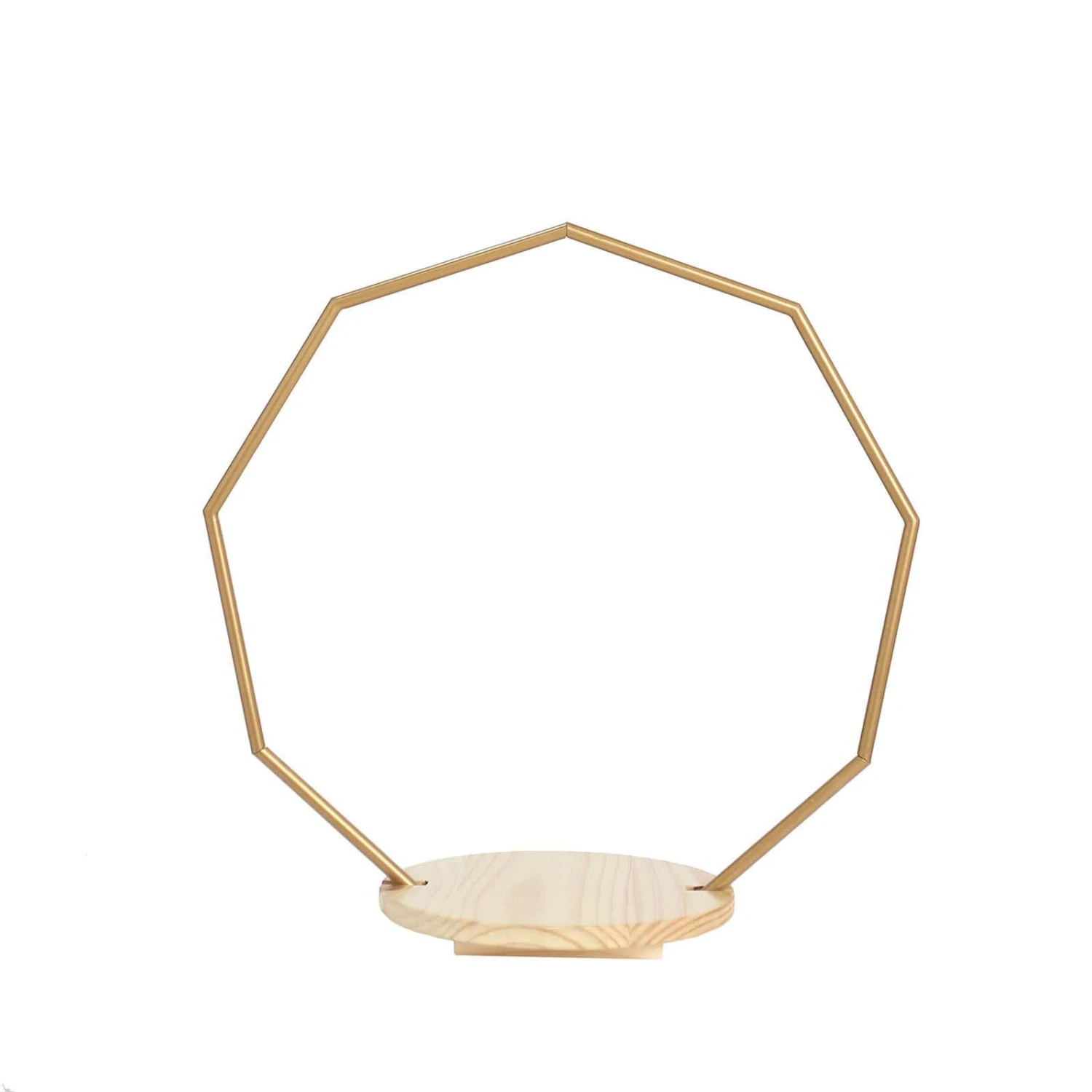 Wood With Nonagon Geometric Metal Arch Cake Display Stand - Gold 3 Wood With Nonagon Geometric Metal Arch Cake Display Stand - Gold