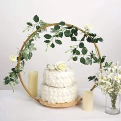 Wood With Round Geometric Metal Arch Cake Display Stand - Gold -Optimal Home Decoration wood with round geometric metal arch cake display stand gold 29565483515967