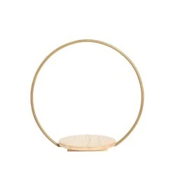 Wood With Round Geometric Metal Arch Cake Display Stand - Gold